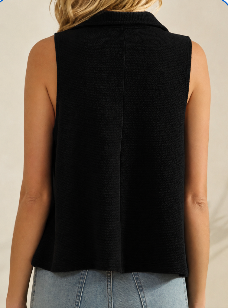 Cloud Nine Collared Tank BLACK
