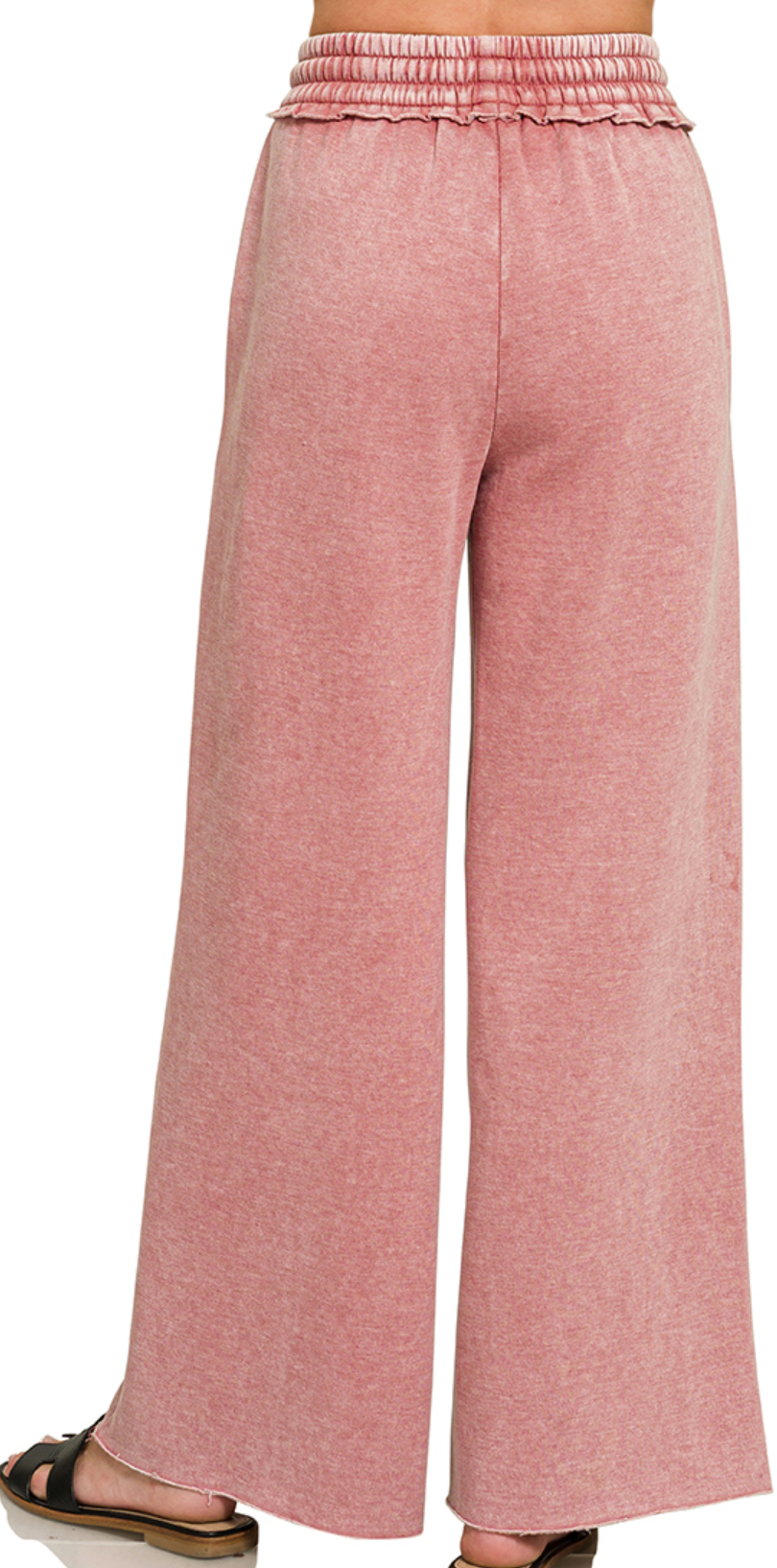 Acid Wash Palazzo Pants 30" DK ROSE