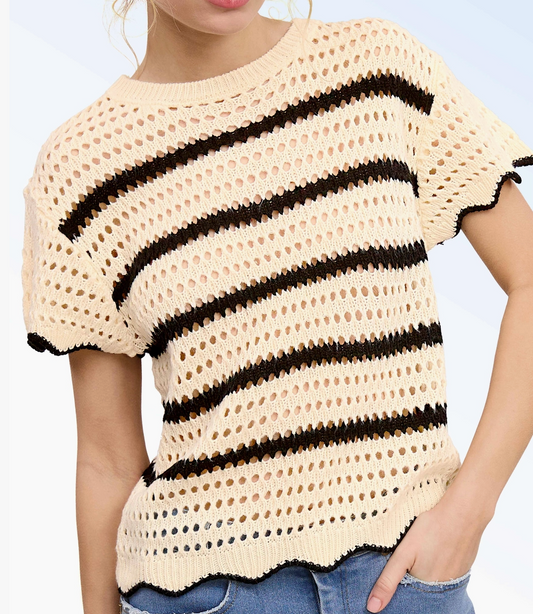 Harbor Breeze Crochet Sweater BEIGE