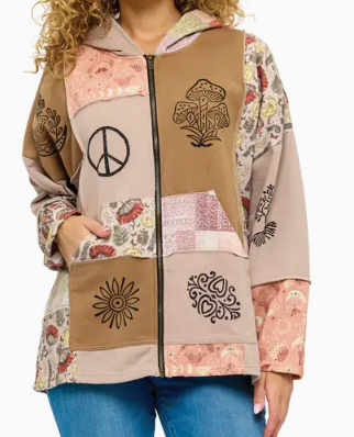 Hoodie Patchwork Jacket MOCHA