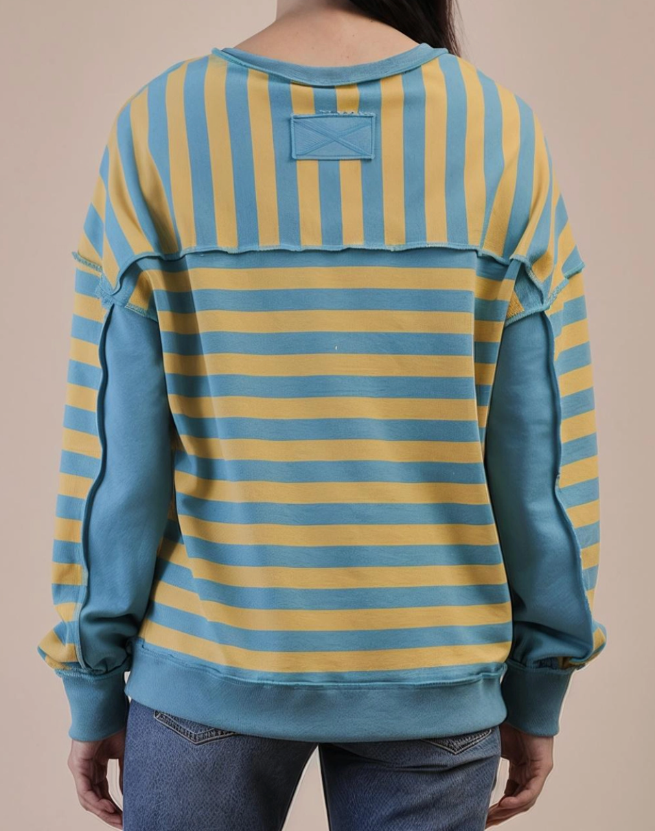 Lake Evenings Stripe Henley LAGOON