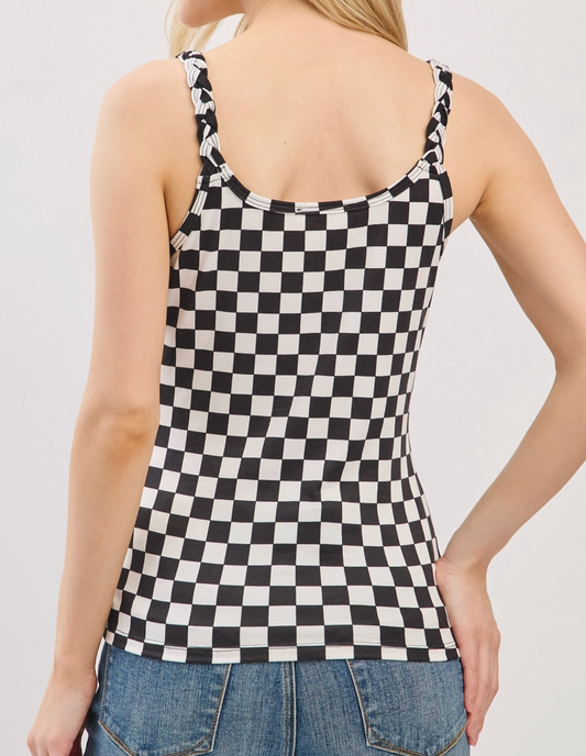 Victory Lap Braided Tank B&W