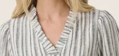 Softly Striped Ruffle Top WHITE