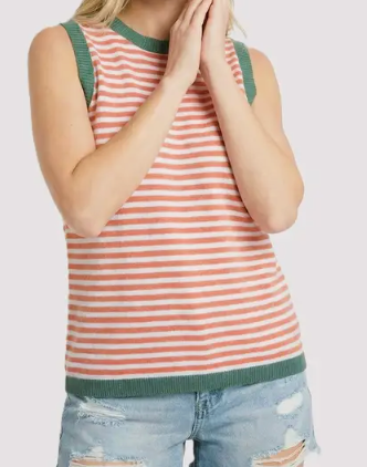 Fresh Contrast Striped Tank ORANGE
