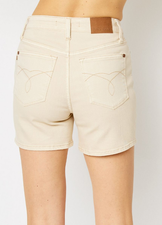 JUDY BLUE Embroidered Pocket HR BONE 5"