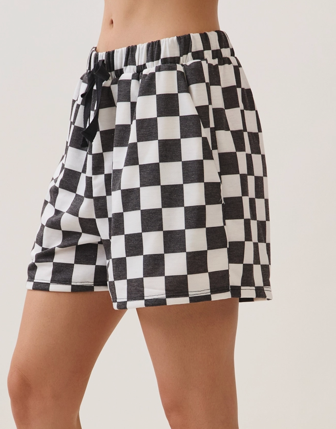 Checkmate Drawsting Shorts B&W