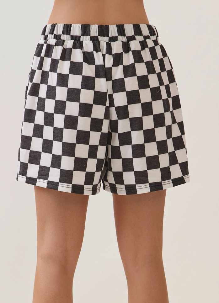 Checkmate Drawsting Shorts B&W