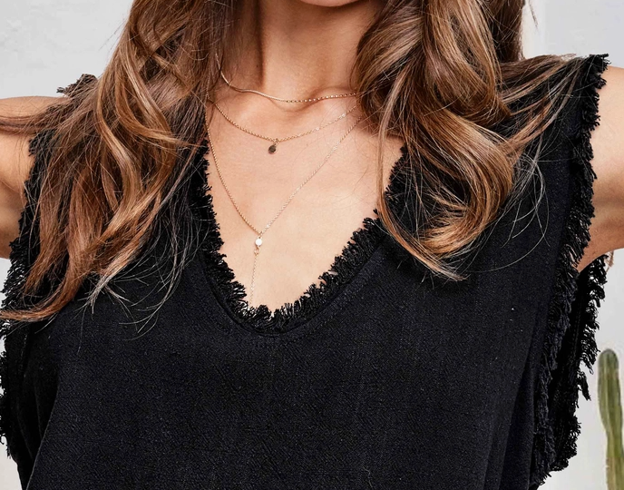 Easy Living Gauze Tank BLACK