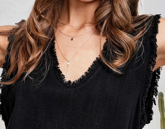 Easy Living Gauze Tank BLACK