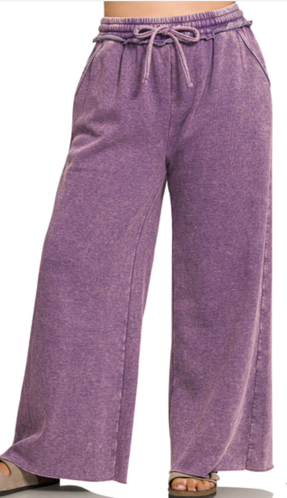 Acid Wash Palazzo Pants 30" VIOLET