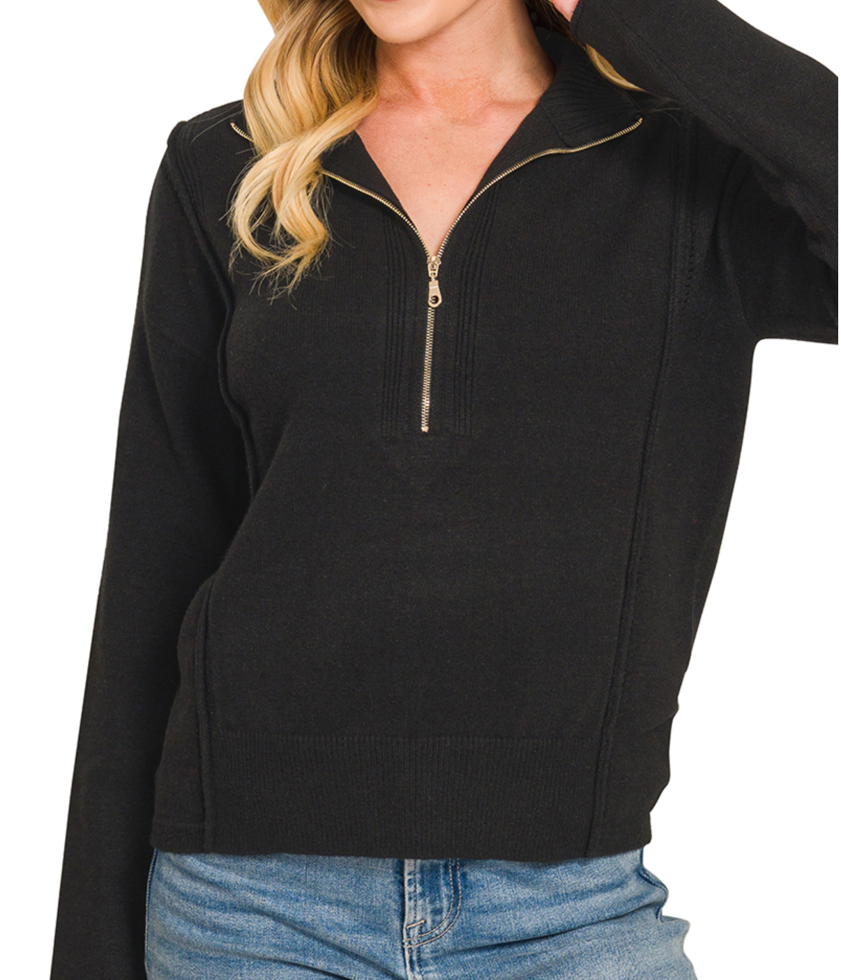 Cozy & Collected Half Zip BLACK