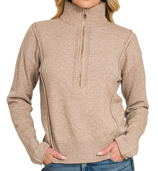 Cozy & Collected Half Zip MOCHA