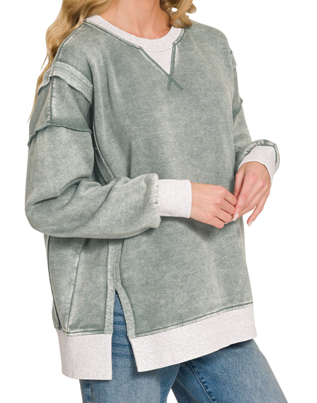 Worn In & Acid Wash Sweatshirt JADE
