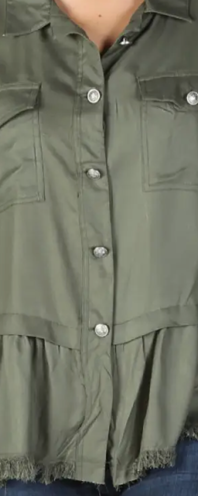 Boho Ruffle Utility Jacket OLIVE