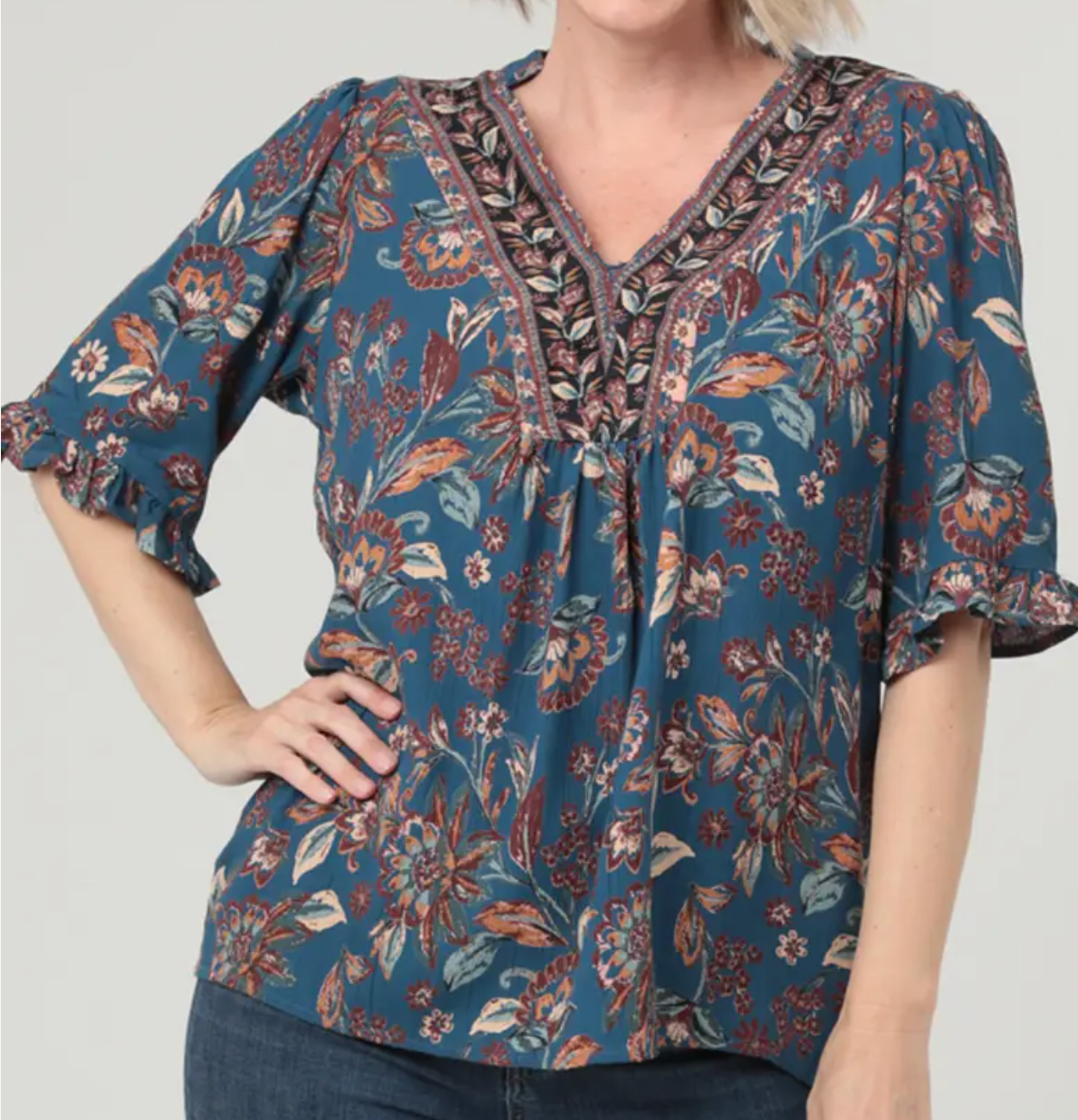 Bohemian Bloom Ruffle Sleeve MULTI