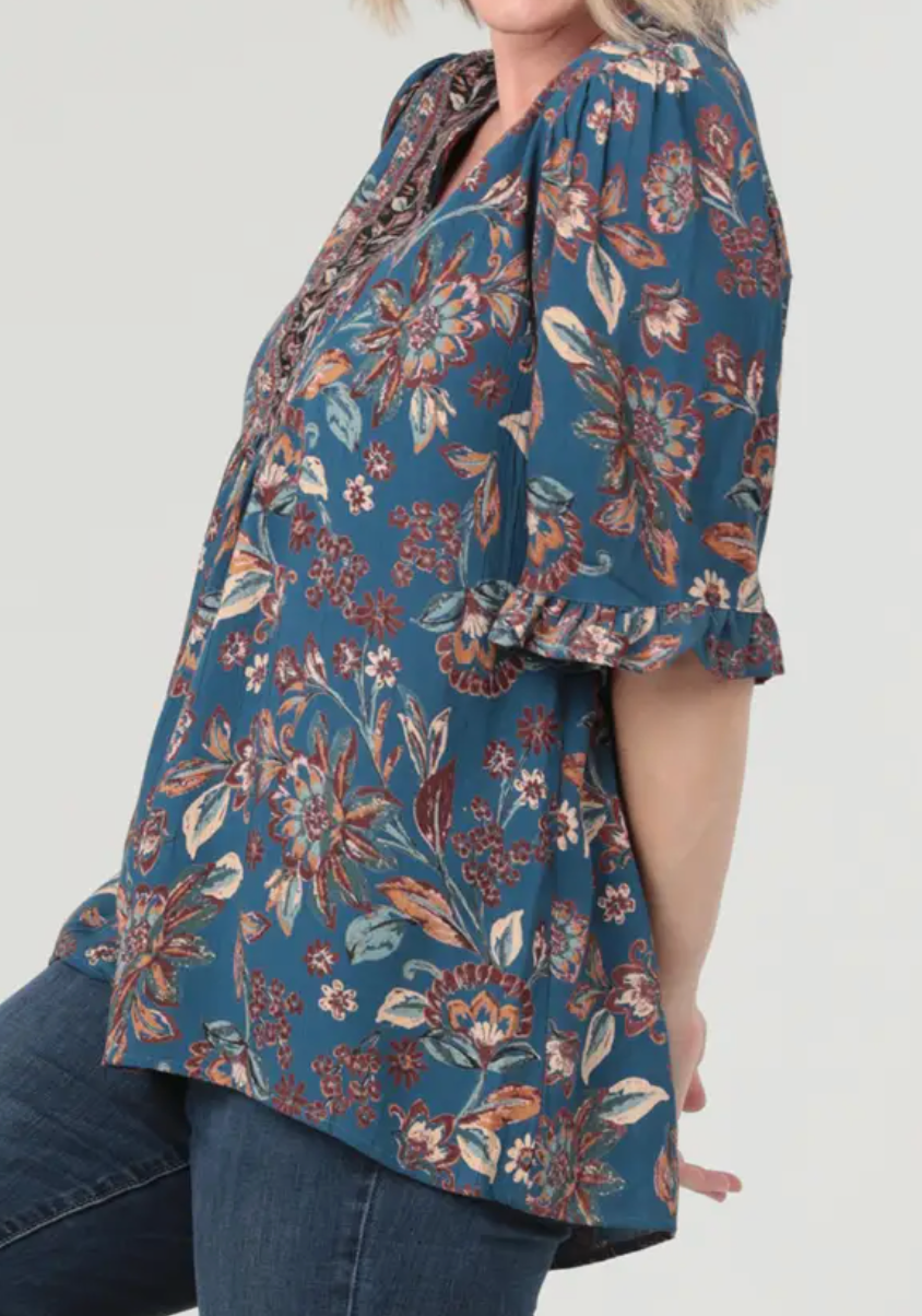 Bohemian Bloom Ruffle Sleeve MULTI