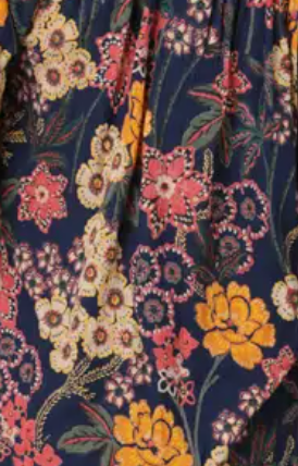 Harvest Moon Floral Peasant Top NAVY