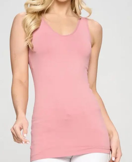 Reversible V or U Neckline Seamless Tank BLUSH