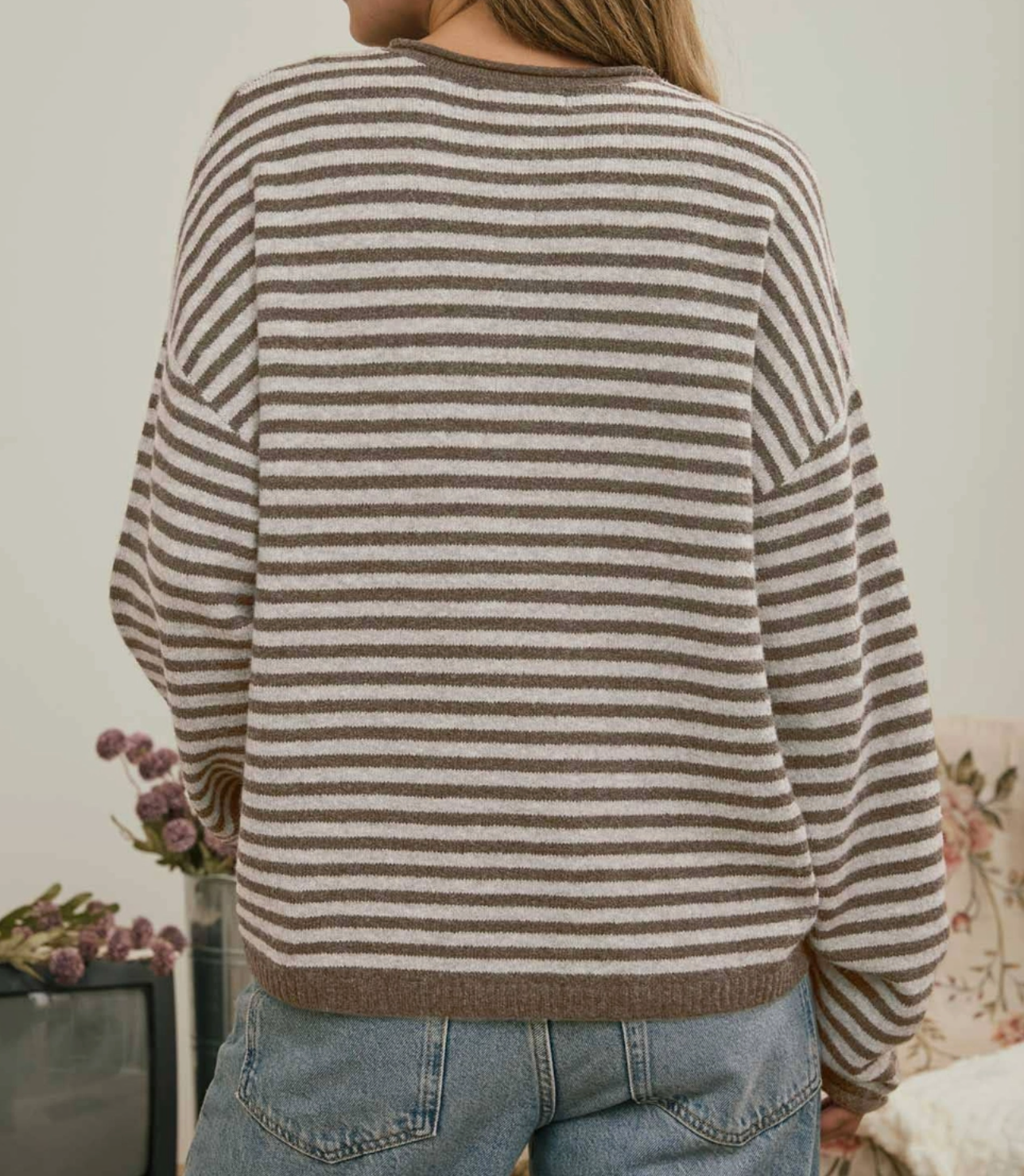Lennox Stripe Henley COCOA