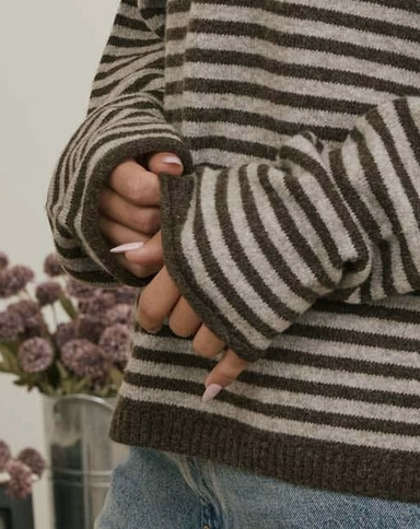 Lennox Stripe Henley COCOA