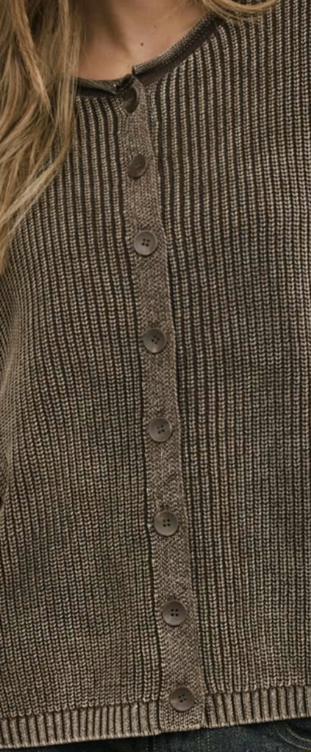 Vintage Wash Cardi Sweater CHOCOLATE