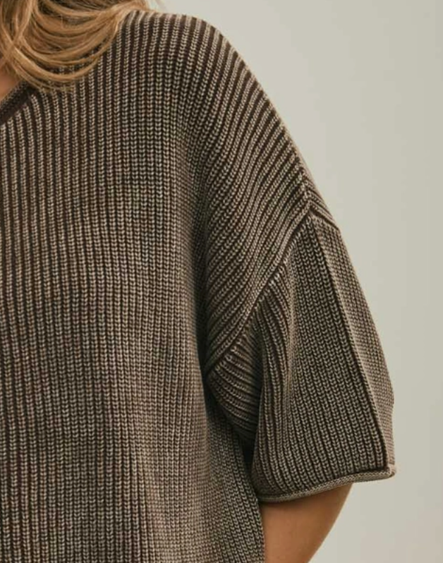 Vintage Wash Cardi Sweater CHOCOLATE