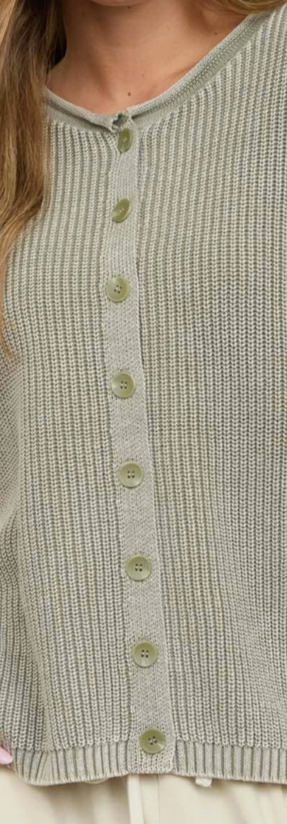 Vintage Wash Cardi Sweater OLIVE