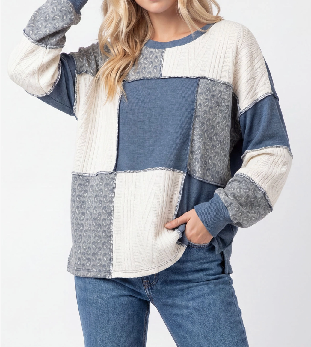 Perfectly Patched Pullover BLUE