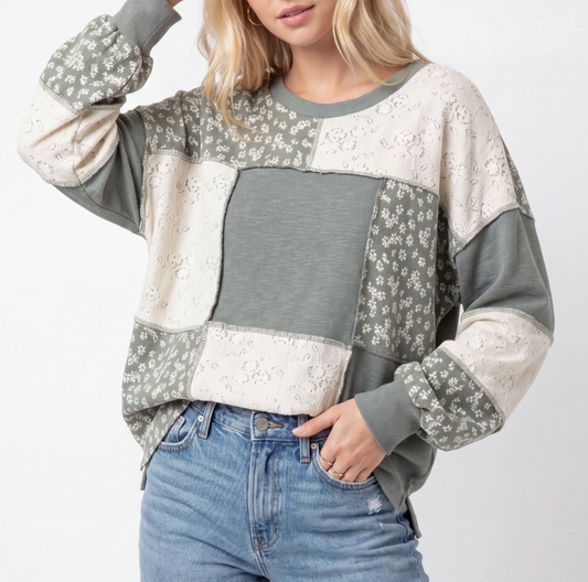 Perfectly Patched Pullover SAGE