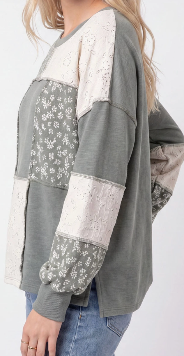 Perfectly Patched Pullover SAGE