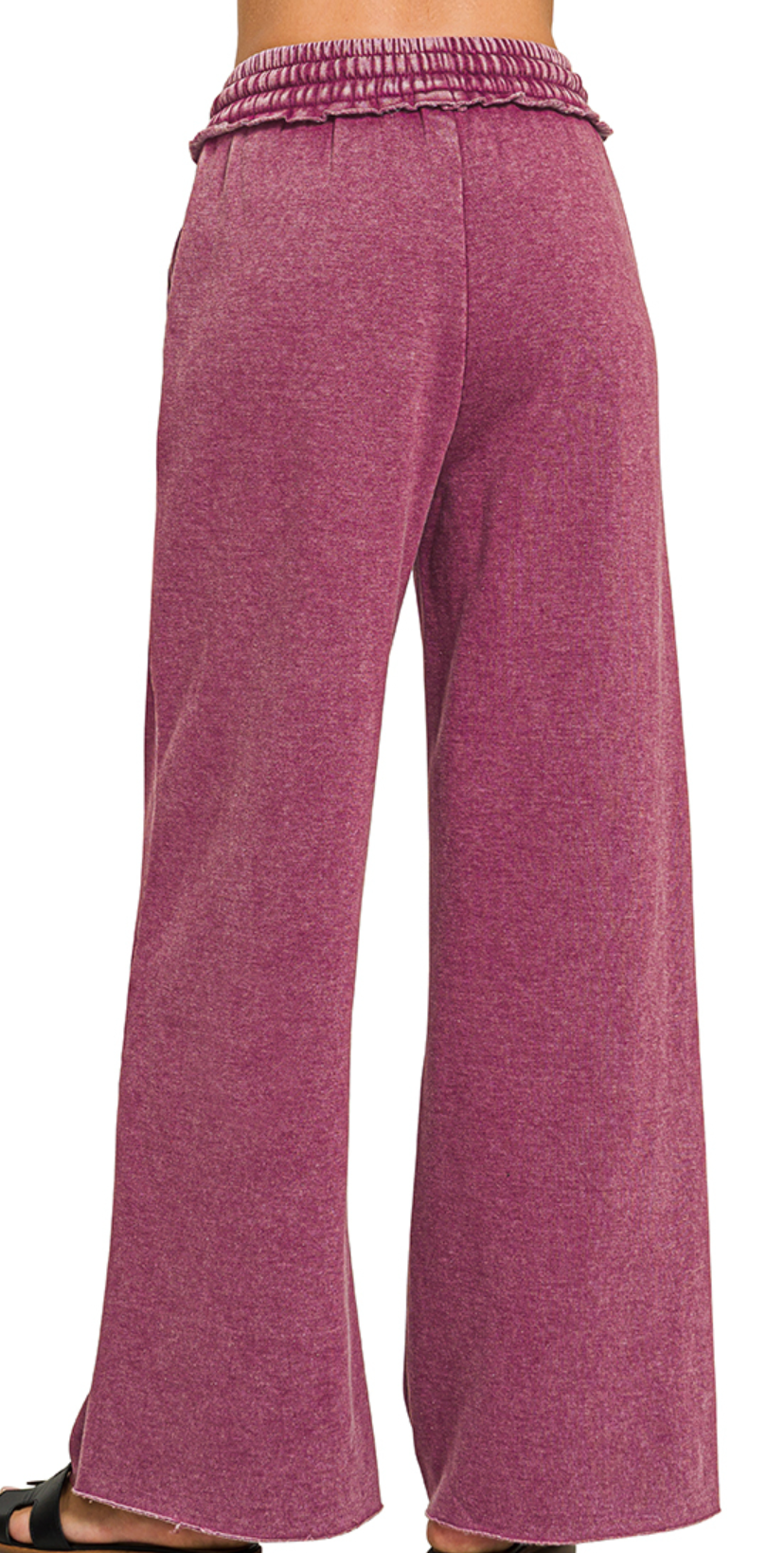 Acid Wash Palazzo Pants 30" WINE