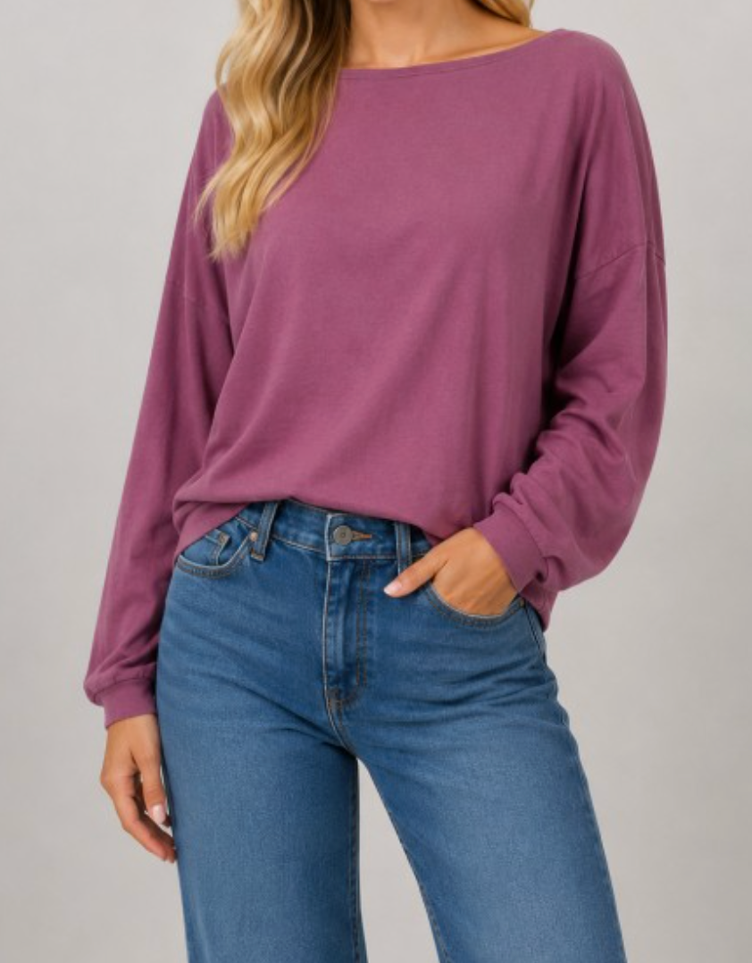 Soft Spoken Boatneck Sweater RASPBERRY