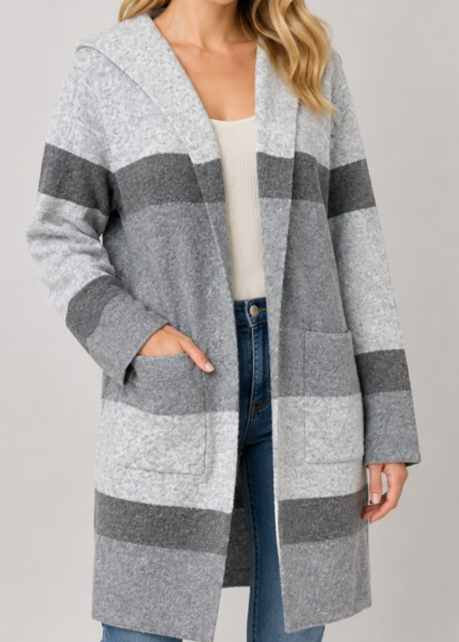 Cozy On Repeat Hooded Cardi GRAY