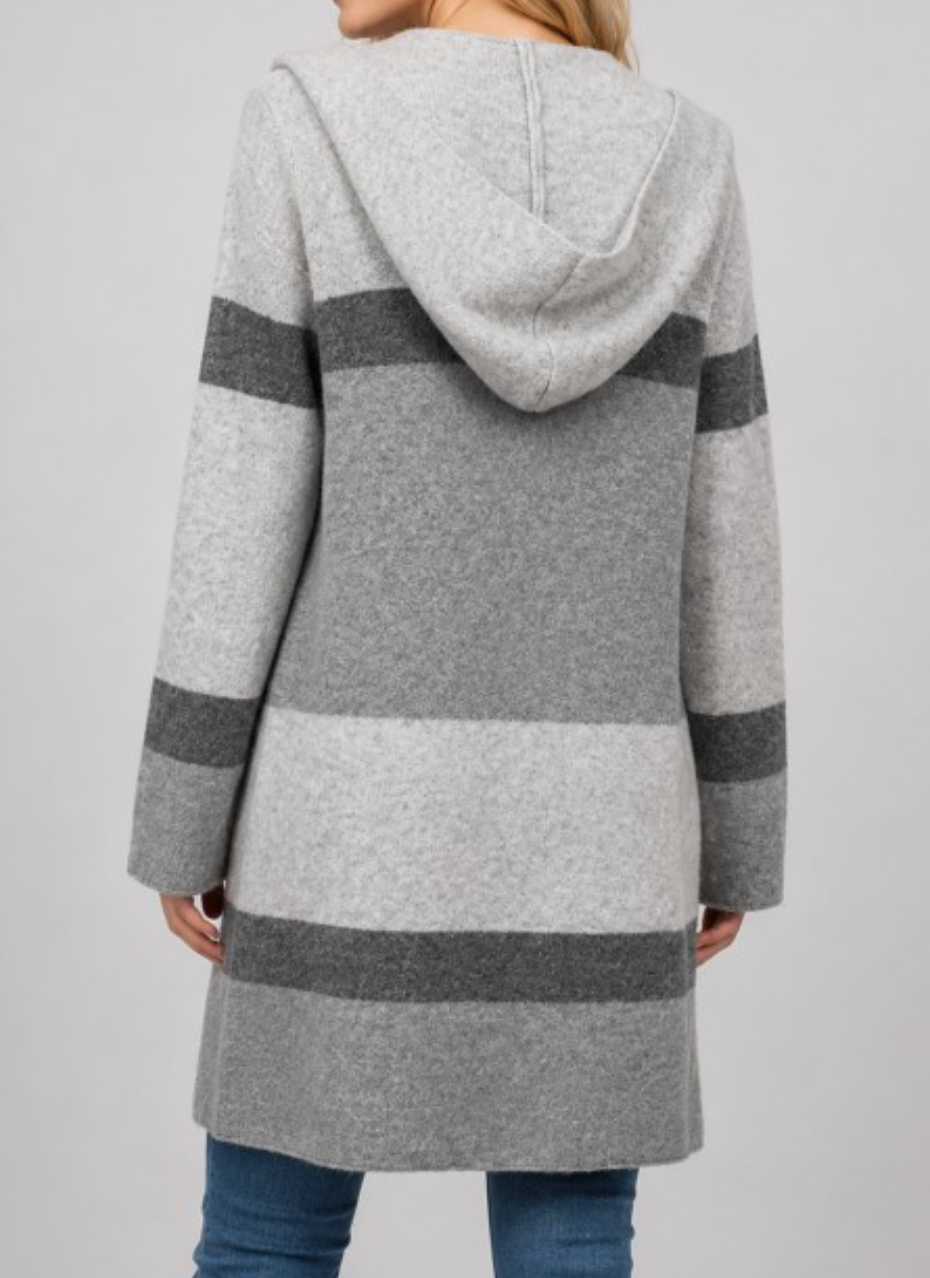 Cozy On Repeat Hooded Cardi GRAY