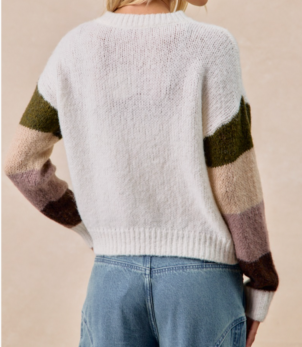 Petals & Stripes Sweater IVORY