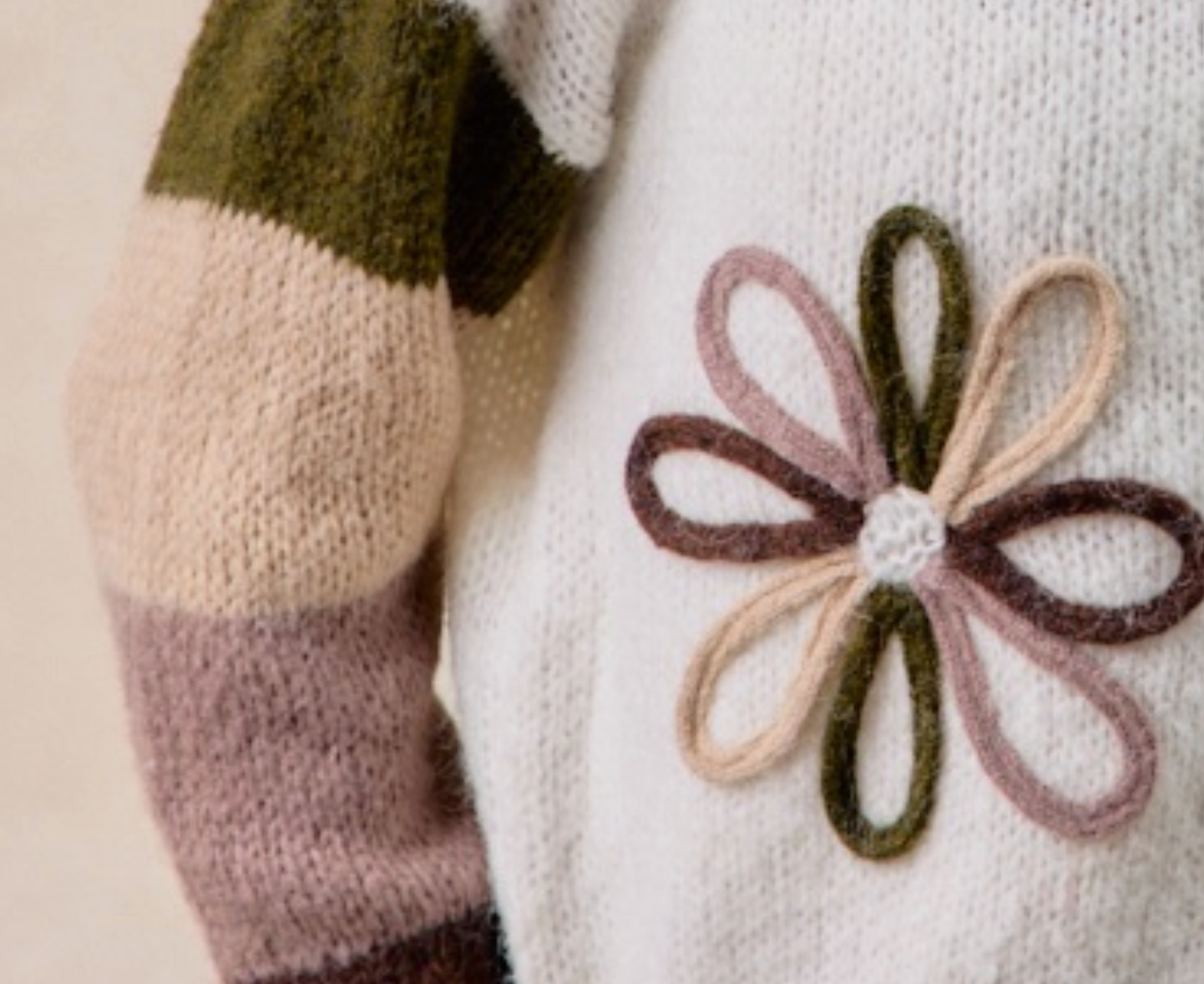 Petals & Stripes Sweater IVORY
