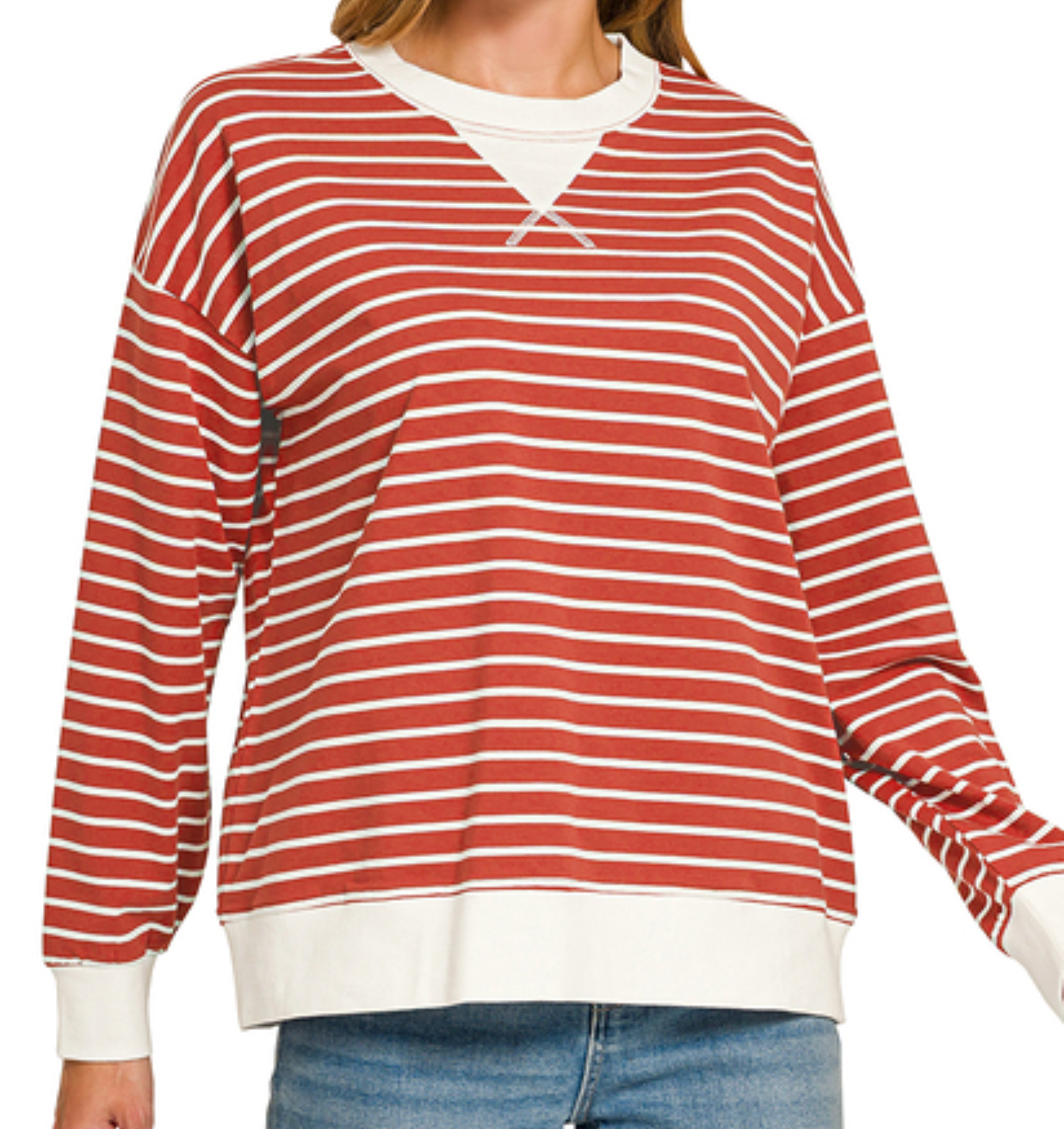 Simply Striped Pullover CLAY