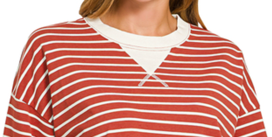 Simply Striped Pullover CLAY