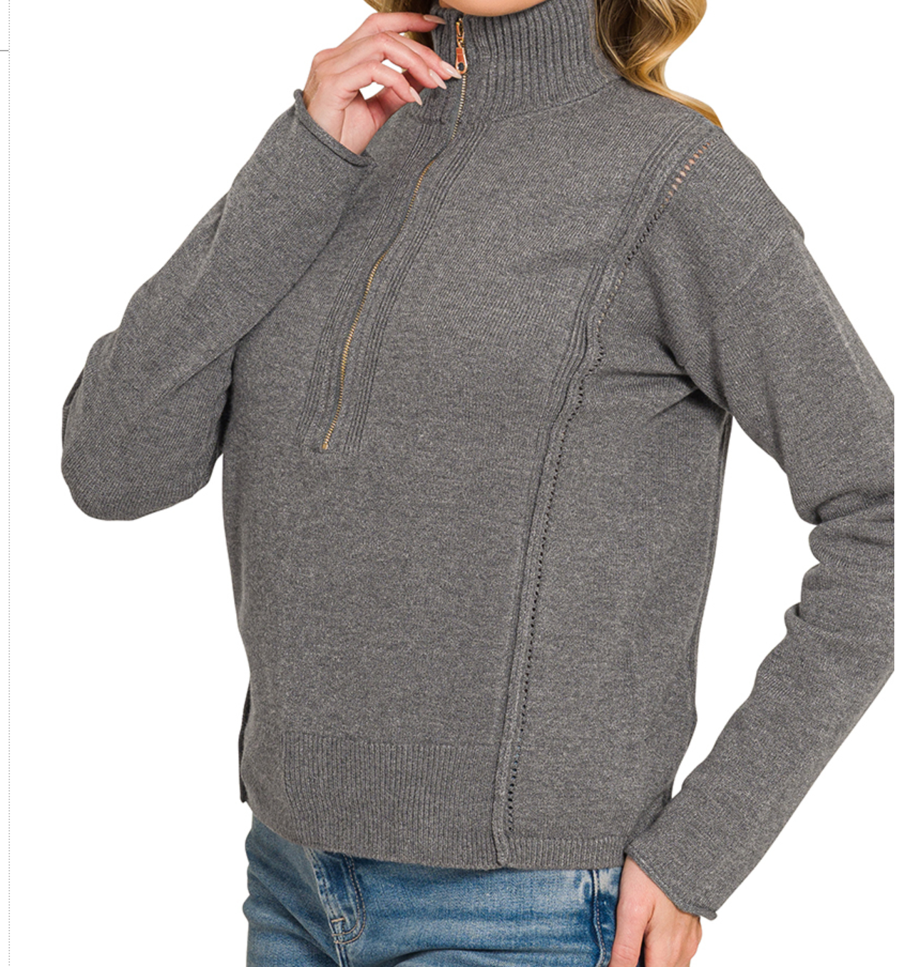 Cozy & Collected Half Zip CHARCOAL