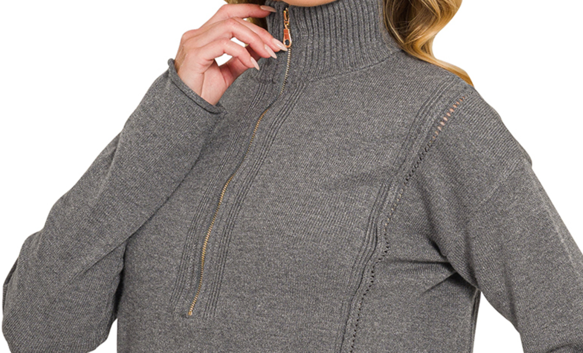 Cozy & Collected Half Zip CHARCOAL