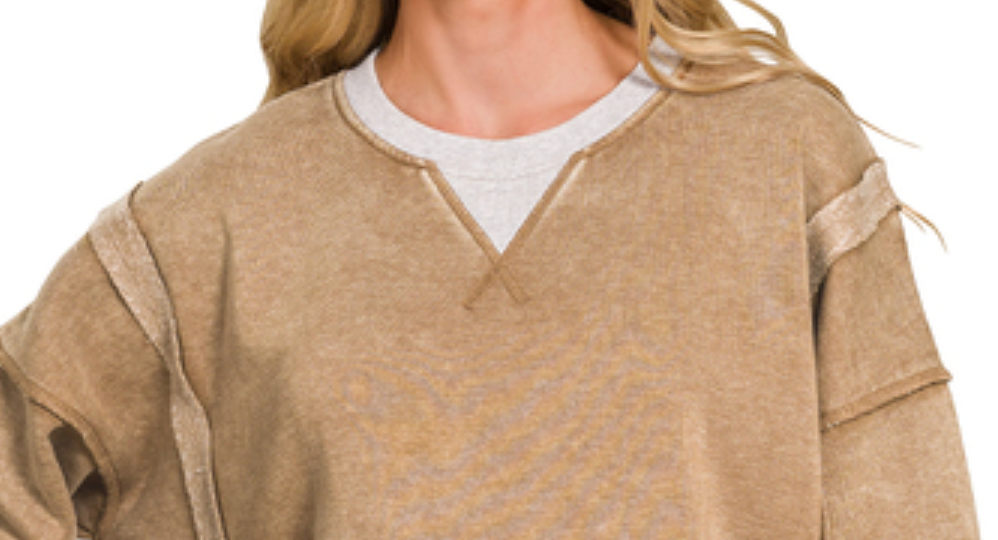 Worn In & Acid Wash Sweatshirt CAMEL