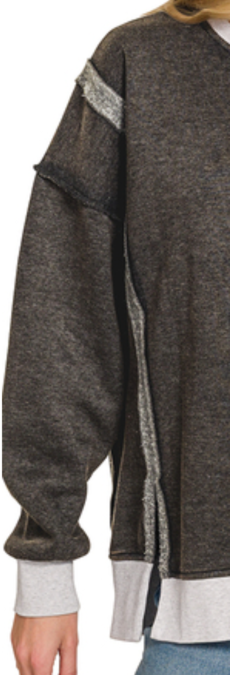 Worn In & Acid Wash Sweatshirt BLACK