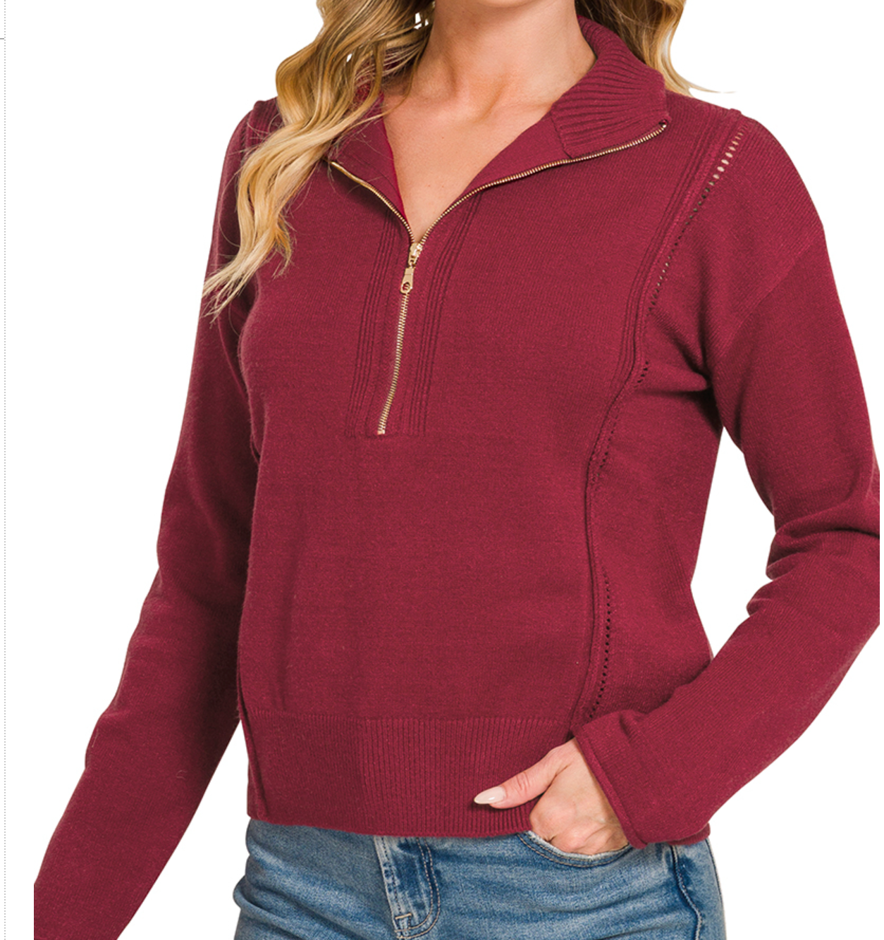Cozy & Collected Half Zip BURGUNDY