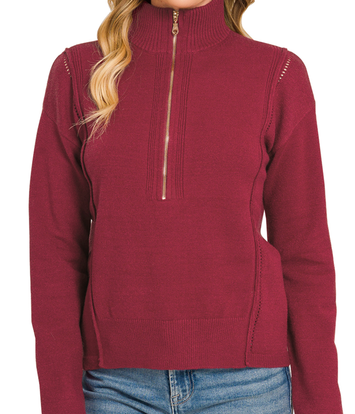 Cozy & Collected Half Zip BURGUNDY