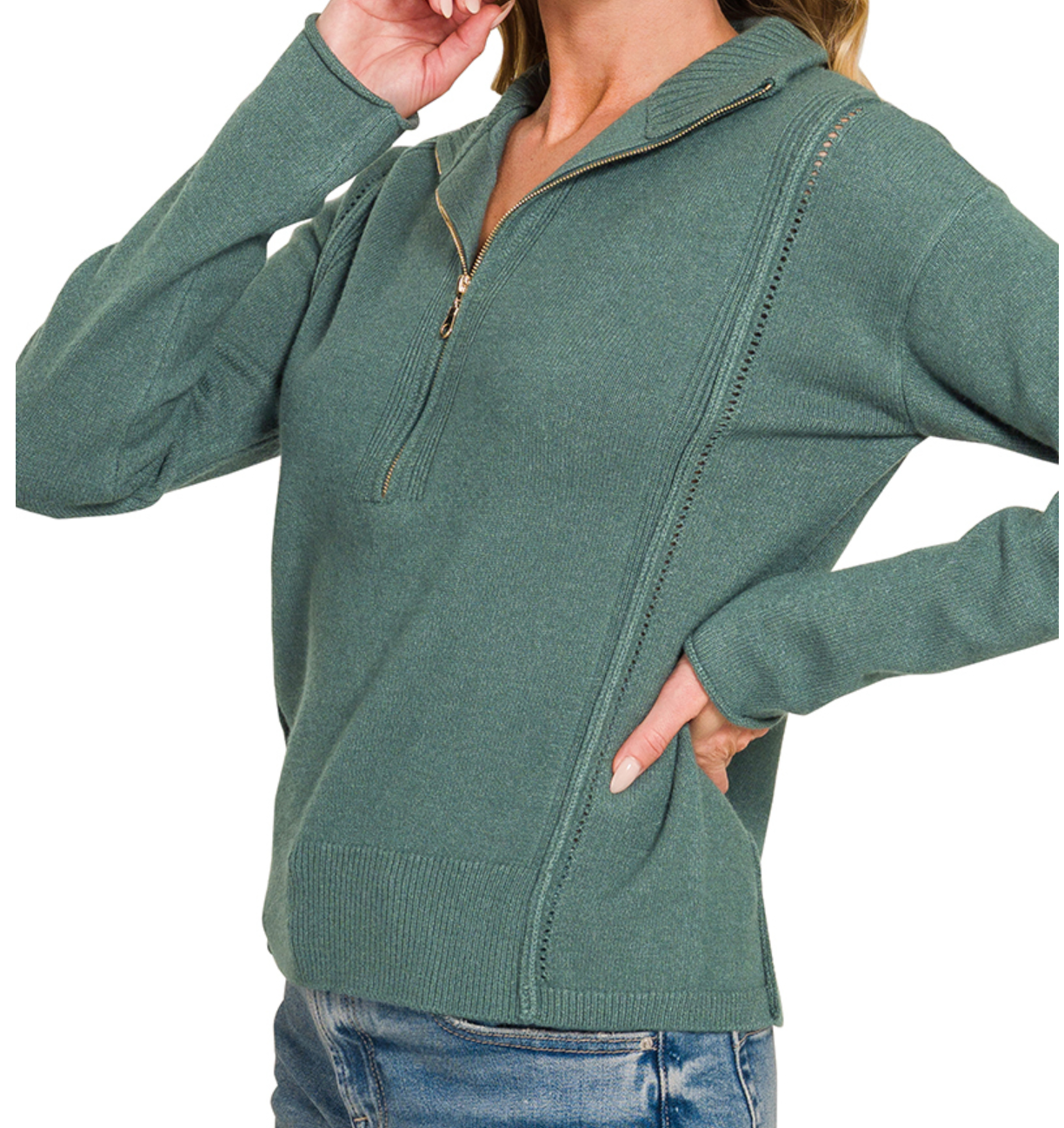 Cozy & Collected Half Zip JADE