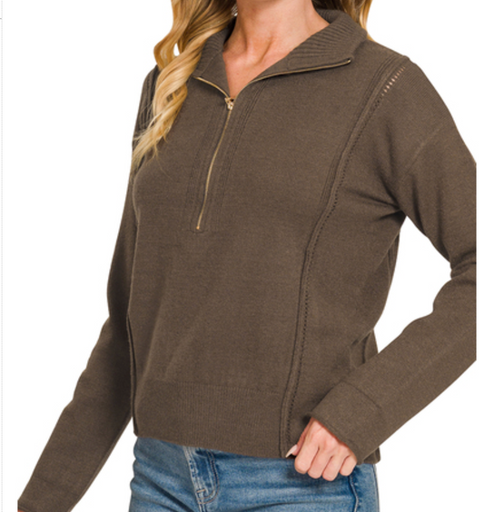 Cozy & Collected Half Zip ESPRESSO