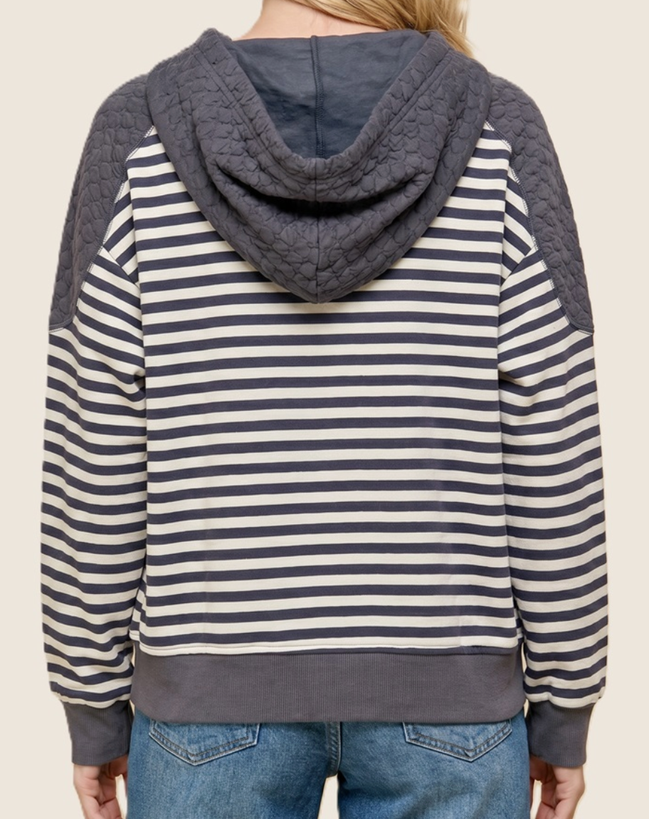 Mixed Signals Quilted Hoodie CHARCOAL