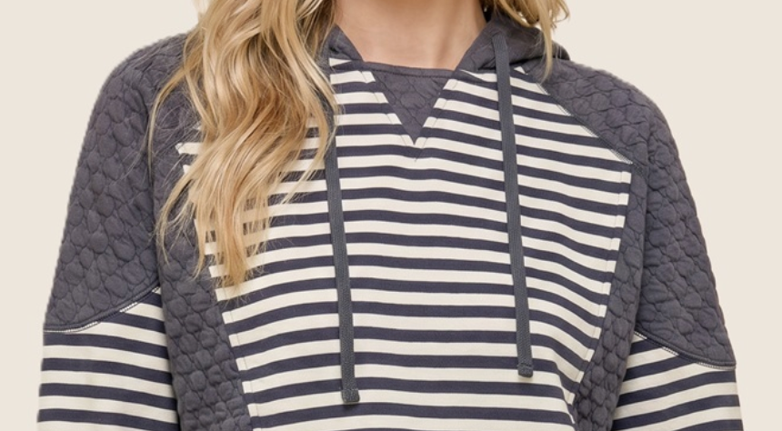 Mixed Signals Quilted Hoodie CHARCOAL