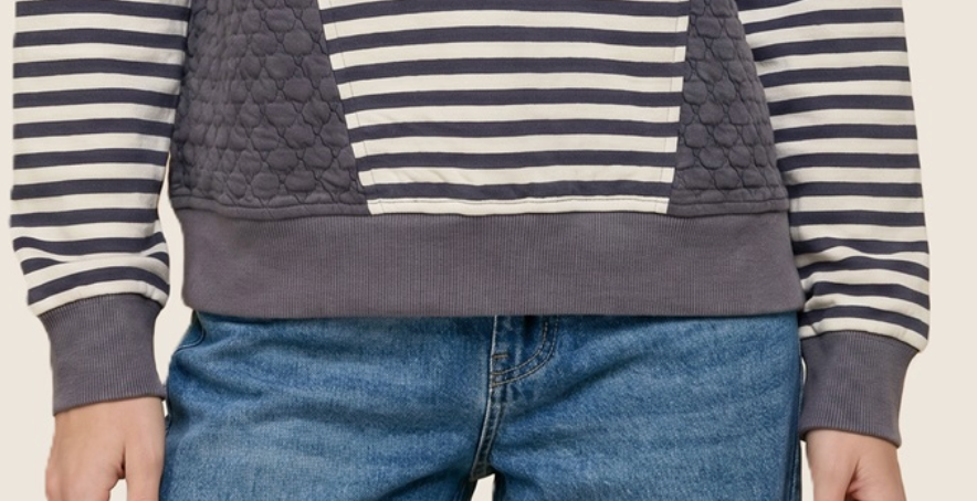Mixed Signals Quilted Hoodie CHARCOAL