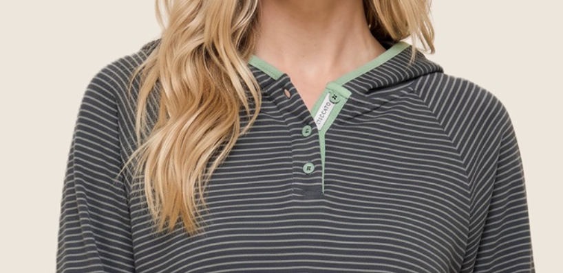 Fine Line Striped Hoodie SAGE
